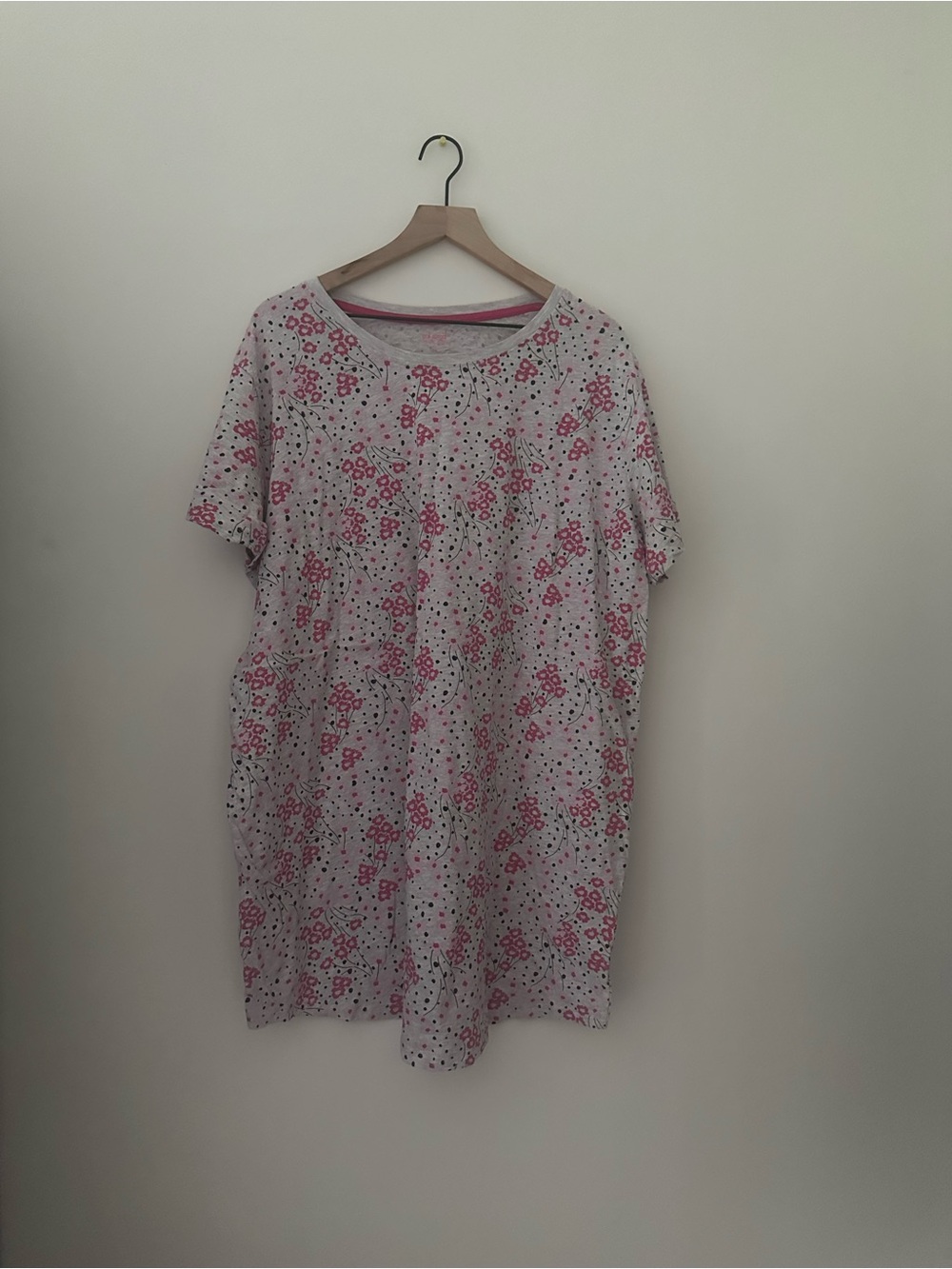 Light Gray Floral Nightshirt with Pink Flowers (never worn)